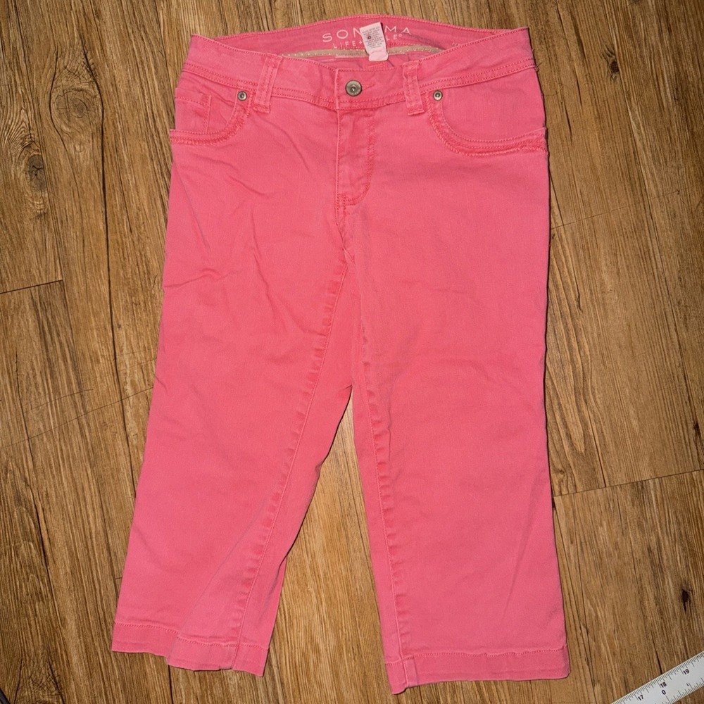Sonoma Life Style Modern Fit Pink Coral Capri Jeans Cotton Y2K Preppy Size 2p T